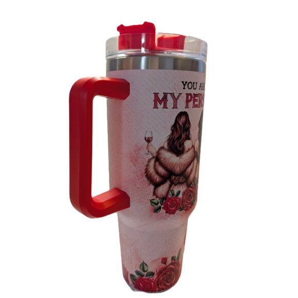 Large 40 oz Tumbler with Handle For SISTER Floral Roses with Straw New - Picture 5 of 11